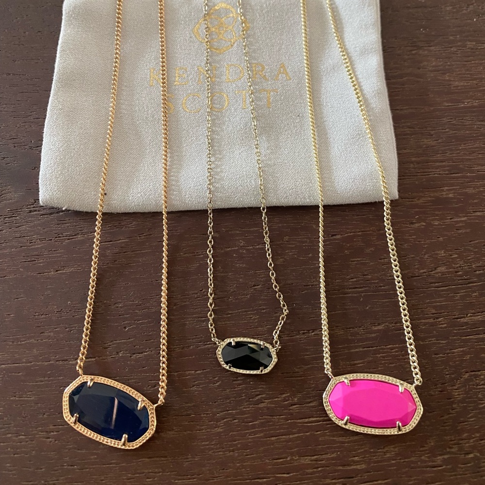 Kendra Scott Elisa necklaces navy, black and pink